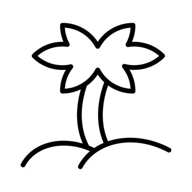 palmiye ağacı beach düz simgesi, vektör, illüstrasyon  