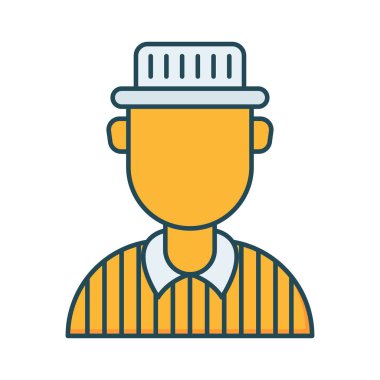 Kriket hakem düz simgesi beyaz arka plan, vektör, illüstrasyon izole