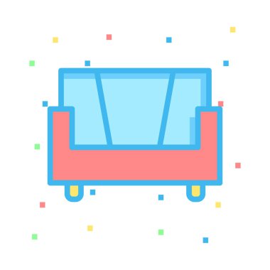 kanepe düz simgesi, vektör, illüstrasyon, iç kavramı 