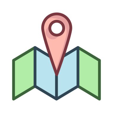 konumu PIN harita düz simgesi, vektör, illüstrasyon 