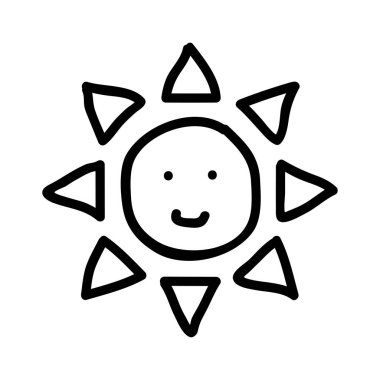 yaz güneş düz simgesi, vektör, illüstrasyon