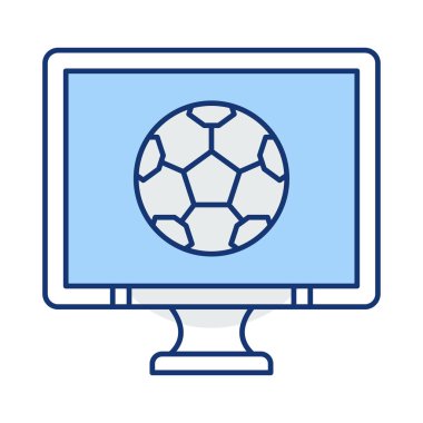 Futbol topu düz simgesi, vektör, illüstrasyon ile LCD ekran 