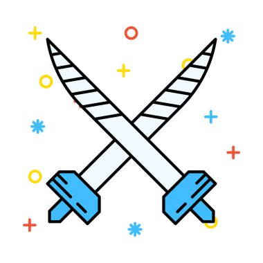 Beyaz arka plan, vektör, illüstrasyon izole kılıç düz simgesi