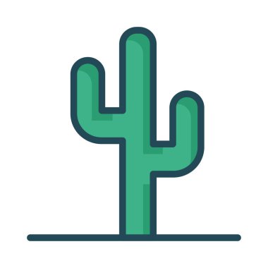 Kaktüs düz simgesi, vektör, illüstrasyon