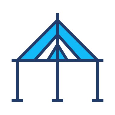 kamp çadırı düz simgesi, vektör, illüstrasyon