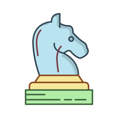 Satranç parçası düz simgesi beyaz arka plan, vektör, illüstrasyon izole   