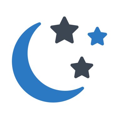 gece ile ay yıldız düz simgesi, vektör, illüstrasyon 