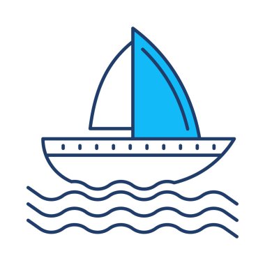Yat düz simgesi, vektör, illüstrasyon, cruise kavramı 