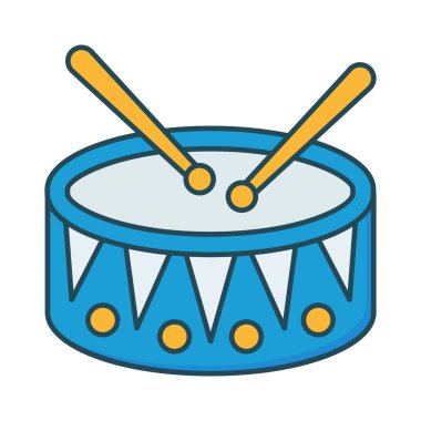 Beyaz arka plan, vektör, illüstrasyon izole davul düz simgesi