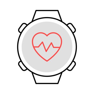 İzle kalp düz simgesi, vektör, illüstrasyon 