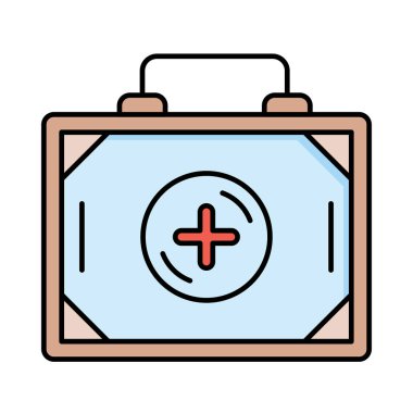 ilk yardım çantasında düz simgesi, vektör, illüstrasyon