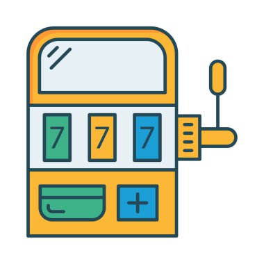 slot makinesidir düz simgesi beyaz arka plan, vektör, illüstrasyon izole