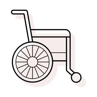 Tekerlekli sandalye düz simgesi beyaz arka plan, vektör, illüstrasyon izole
