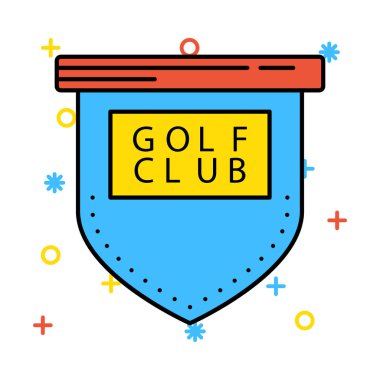 golf kulübü yönetim kurulu etiketi düz simgesi beyaz arka plan, vektör, illüstrasyon izole 