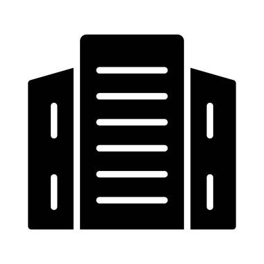 Otel binası düz simgesi, vektör, illüstrasyon