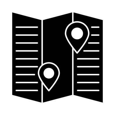 konumu pimleri harita düz simgesi, vektör, illüstrasyon 