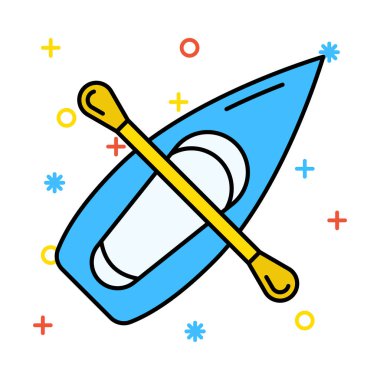 Kano kürek düz simgesi beyaz arka plan, vektör, illüstrasyon izole  