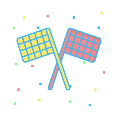 yarış bayrakları düz simgesi beyaz arka plan, vektör, illüstrasyon izole