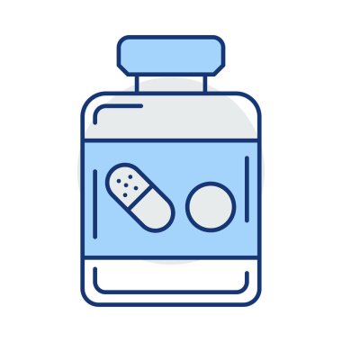 uyuşturucu kavanoz düz simgesi beyaz arka plan, vektör, illüstrasyon izole