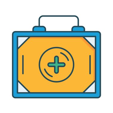 ilk yardım çantasında düz simgesi, vektör, illüstrasyon