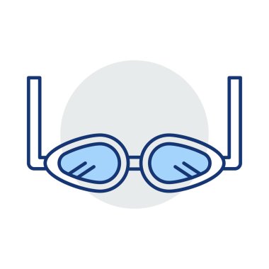 Yüzme gözlüğü düz simgesi, vektör, illüstrasyon