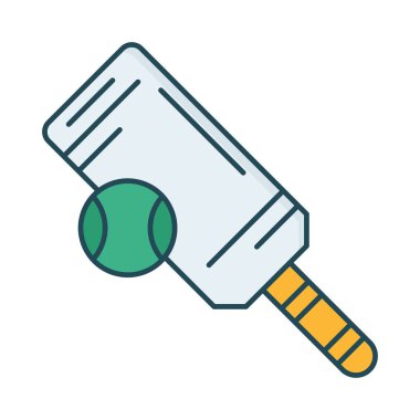 Beyaz arka plan, vektör, illüstrasyon izole kriket sopası ve topu düz simgesi 