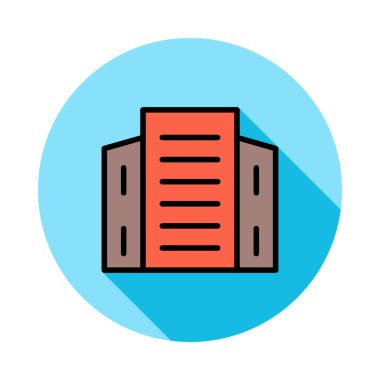 Otel binası düz simgesi, vektör, illüstrasyon