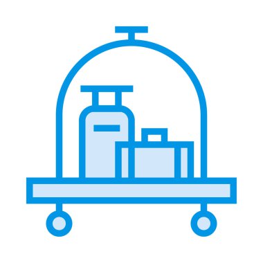 Bagaj arabası düz simgesi, vektör, illüstrasyon  