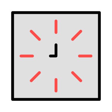 duvar saat düz simgesi, vektör, illüstrasyon