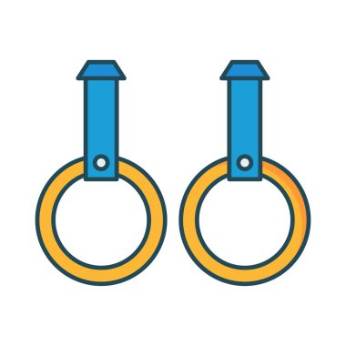 Beyaz arka plan, vektör, illüstrasyon izole jimnastik yüzük düz simgesi