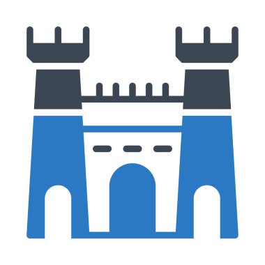 İnşaat düz simgesi, vektör, illüstrasyon Kalesi