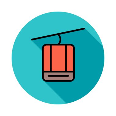 Telesiyej düz simgesi, vektör, illüstrasyon, taşıma kavramı 