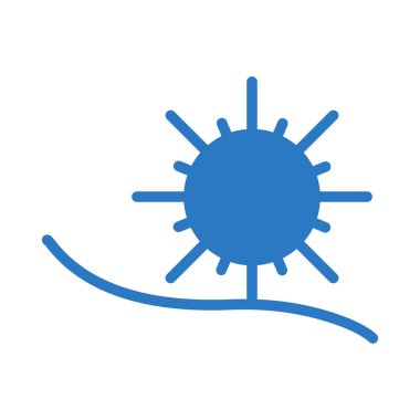 yaz güneş düz simgesi, vektör, illüstrasyon