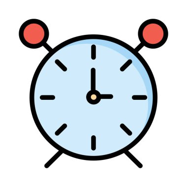 çalar saat düz simgesi, vektör, illüstrasyon