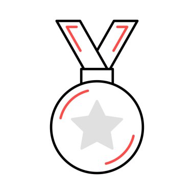 Spor ödül madalya düz simgesi beyaz arka plan, vektör, illüstrasyon izole  