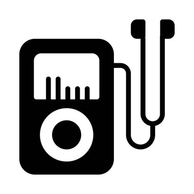 MP3Audio player ile kulaklık düz simgesi, vektör, illüstrasyon