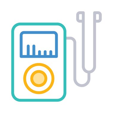 MP3Audio player ile kulaklık düz simgesi, vektör, illüstrasyon