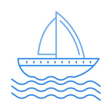 Yat düz simgesi, vektör, illüstrasyon, cruise kavramı 