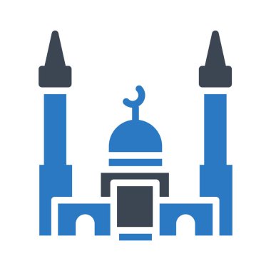 Müslüman dua cami düz simgesi, vektör, illüstrasyon 