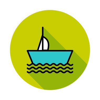 Yat düz simgesi, vektör, illüstrasyon, cruise kavramı 