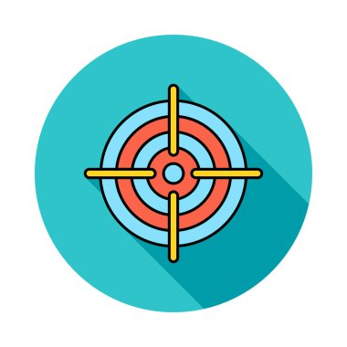 dart tahtası düz simgesi beyaz arka plan, vektör, illüstrasyon izole