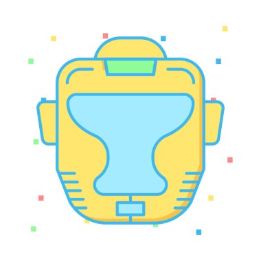 boks koruma kask düz simgesi beyaz arka plan, vektör, illüstrasyon izole   