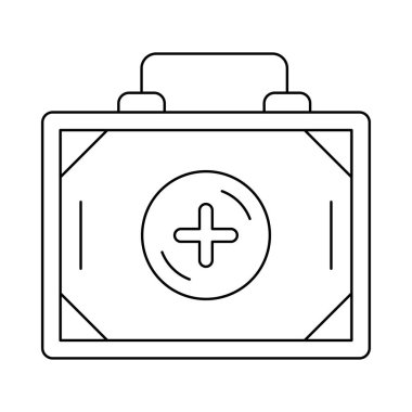 ilk yardım çantasında düz simgesi, vektör, illüstrasyon
