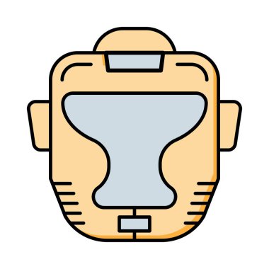 boks koruma kask düz simgesi beyaz arka plan, vektör, illüstrasyon izole   