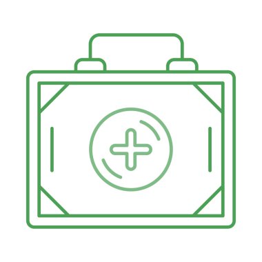 ilk yardım çantasında düz simgesi, vektör, illüstrasyon