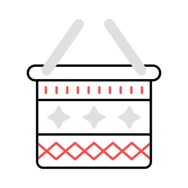 Beyaz arka plan, vektör, illüstrasyon izole davul düz simgesi