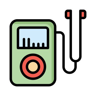 MP3Audio player ile kulaklık düz simgesi, vektör, illüstrasyon