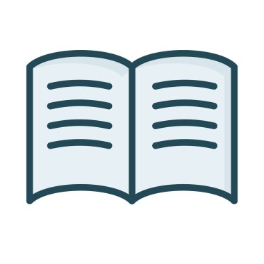 açılan kitap düz simgesi, vektör, illüstrasyon kavramı okuma, 