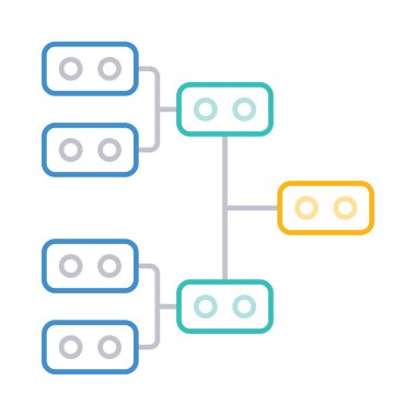 Hiyerarşi grafik düz simgesi beyaz arka plan, vektör, illüstrasyon izole