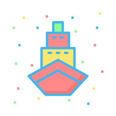 Cruise Gemi düz simgesi, vektör, illüstrasyon  